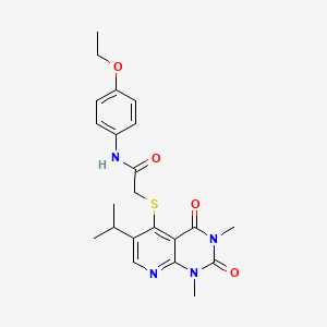 molecular formula C22H26N4O4S B11256202 N-(4-ethoxyphenyl)-2-((6-isopropyl-1,3-dimethyl-2,4-dioxo-1,2,3,4-tetrahydropyrido[2,3-d]pyrimidin-5-yl)thio)acetamide 