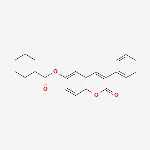 4-methyl-2-oxo-3-phenyl-2H-chromen-6-yl cyclohexanecarboxylate