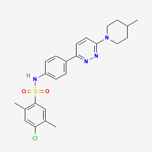 molecular formula C24H27ClN4O2S B11256218 4-chloro-2,5-dimethyl-N-(4-(6-(4-methylpiperidin-1-yl)pyridazin-3-yl)phenyl)benzenesulfonamide 