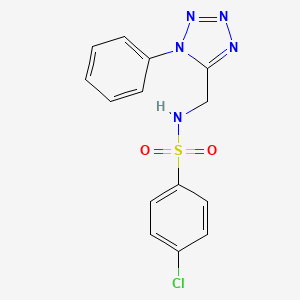 molecular formula C14H12ClN5O2S B11256246 4-chloro-N-[(1-phenyl-1H-1,2,3,4-tetrazol-5-yl)methyl]benzene-1-sulfonamide 