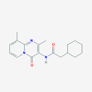 molecular formula C18H23N3O2 B11256264 2-Cyclohexyl-N-{2,9-dimethyl-4-oxo-4H-pyrido[1,2-A]pyrimidin-3-YL}acetamide 