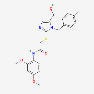 molecular formula C22H25N3O4S B11256269 N-(2,4-Dimethoxyphenyl)-2-{[5-(hydroxymethyl)-1-[(4-methylphenyl)methyl]-1H-imidazol-2-YL]sulfanyl}acetamide CAS No. 904816-16-6