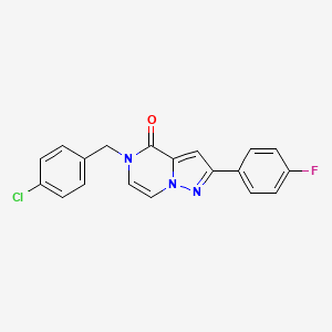 molecular formula C19H13ClFN3O B11256282 5-[(4-chlorophenyl)methyl]-2-(4-fluorophenyl)-4H,5H-pyrazolo[1,5-a]pyrazin-4-one 