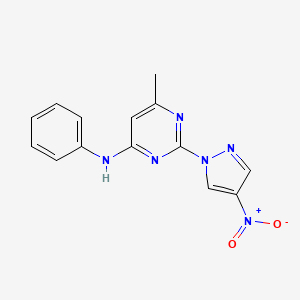 molecular formula C14H12N6O2 B11256288 6-methyl-2-(4-nitropyrazol-1-yl)-N-phenylpyrimidin-4-amine 