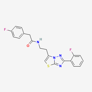 molecular formula C20H16F2N4OS B11256295 2-(4-fluorophenyl)-N-(2-(2-(2-fluorophenyl)thiazolo[3,2-b][1,2,4]triazol-6-yl)ethyl)acetamide 