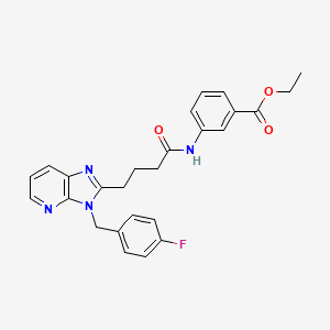 molecular formula C26H25FN4O3 B11256297 Ethyl 3-(4-{3-[(4-fluorophenyl)methyl]-3H-imidazo[4,5-B]pyridin-2-YL}butanamido)benzoate 