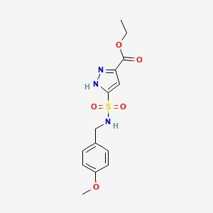 molecular formula C14H17N3O5S B11256312 ethyl 3-[(4-methoxybenzyl)sulfamoyl]-1H-pyrazole-5-carboxylate 