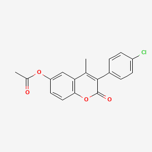 molecular formula C18H13ClO4 B11256332 3-(4-chlorophenyl)-4-methyl-2-oxo-2H-chromen-6-yl acetate 