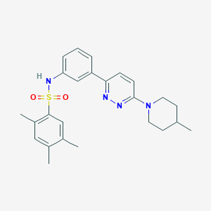 molecular formula C25H30N4O2S B11256338 2,4,5-trimethyl-N-(3-(6-(4-methylpiperidin-1-yl)pyridazin-3-yl)phenyl)benzenesulfonamide 