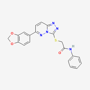 molecular formula C20H15N5O3S B11256344 2-((6-(benzo[d][1,3]dioxol-5-yl)-[1,2,4]triazolo[4,3-b]pyridazin-3-yl)thio)-N-phenylacetamide 