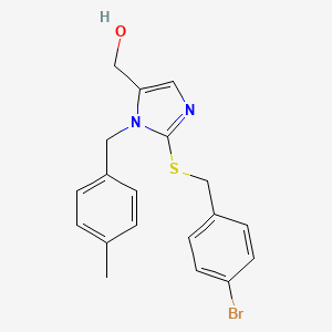 molecular formula C19H19BrN2OS B11256369 2-[[(4-Bromophenyl)methyl]thio]-1-[(4-methylphenyl)methyl]-1H-imidazole-5-methanol CAS No. 904818-86-6