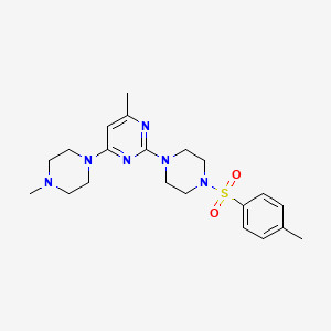 molecular formula C21H30N6O2S B11256382 4-Methyl-6-(4-methylpiperazin-1-yl)-2-(4-tosylpiperazin-1-yl)pyrimidine 