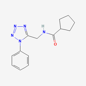 molecular formula C14H17N5O B11256420 N-((1-phenyl-1H-tetrazol-5-yl)methyl)cyclopentanecarboxamide 