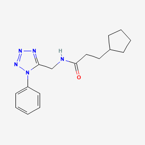 molecular formula C16H21N5O B11256437 3-Cyclopentyl-N-[(1-phenyl-1H-1,2,3,4-tetrazol-5-YL)methyl]propanamide 