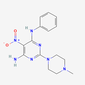 molecular formula C15H19N7O2 B11256455 2-(4-methylpiperazin-1-yl)-5-nitro-N-phenylpyrimidine-4,6-diamine 