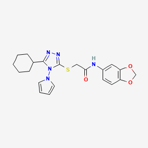 N-(1,3-benzodioxol-5-yl)-2-{[5-cyclohexyl-4-(1H-pyrrol-1-yl)-4H-1,2,4-triazol-3-yl]sulfanyl}acetamide