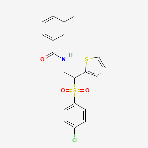 N-(2-((4-chlorophenyl)sulfonyl)-2-(thiophen-2-yl)ethyl)-3-methylbenzamide