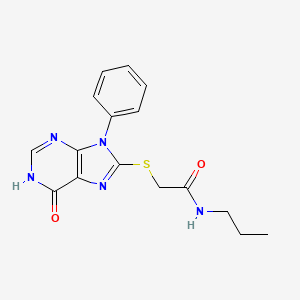 molecular formula C16H17N5O2S B11256559 2-[(6-oxo-9-phenyl-6,9-dihydro-1H-purin-8-yl)sulfanyl]-N-propylacetamide 