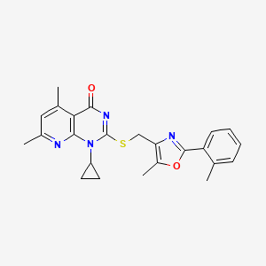 1-cyclopropyl-5,7-dimethyl-2-({[5-methyl-2-(2-methylphenyl)-1,3-oxazol-4-yl]methyl}sulfanyl)pyrido[2,3-d]pyrimidin-4(1H)-one