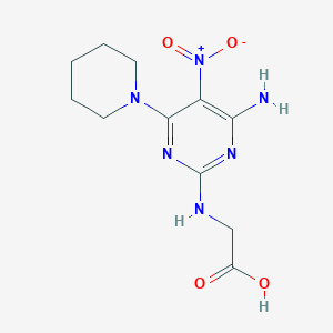 2-((4-Amino-5-nitro-6-(piperidin-1-yl)pyrimidin-2-yl)amino)acetic acid