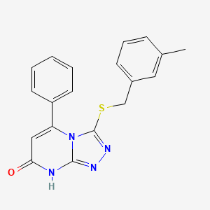 molecular formula C19H16N4OS B11256617 3-((3-methylbenzyl)thio)-5-phenyl-[1,2,4]triazolo[4,3-a]pyrimidin-7(8H)-one 