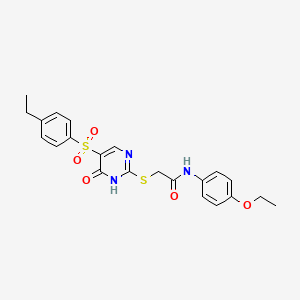 molecular formula C22H23N3O5S2 B11256664 N-(4-ethoxyphenyl)-2-{[5-(4-ethylbenzenesulfonyl)-6-oxo-1,6-dihydropyrimidin-2-yl]sulfanyl}acetamide 