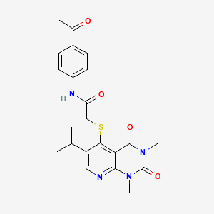 molecular formula C22H24N4O4S B11256678 N-(4-acetylphenyl)-2-((6-isopropyl-1,3-dimethyl-2,4-dioxo-1,2,3,4-tetrahydropyrido[2,3-d]pyrimidin-5-yl)thio)acetamide 