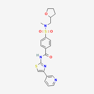 molecular formula C21H22N4O4S2 B11256696 4-(N-methyl-N-((tetrahydrofuran-2-yl)methyl)sulfamoyl)-N-(4-(pyridin-3-yl)thiazol-2-yl)benzamide 