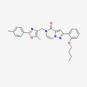 2-(2-butoxyphenyl)-5-((5-methyl-2-(p-tolyl)oxazol-4-yl)methyl)pyrazolo[1,5-a]pyrazin-4(5H)-one