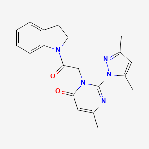 2-(3,5-dimethyl-1H-pyrazol-1-yl)-3-(2-(indolin-1-yl)-2-oxoethyl)-6-methylpyrimidin-4(3H)-one