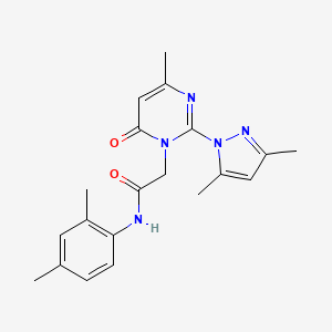 molecular formula C20H23N5O2 B11256712 2-(2-(3,5-dimethyl-1H-pyrazol-1-yl)-4-methyl-6-oxopyrimidin-1(6H)-yl)-N-(2,4-dimethylphenyl)acetamide 