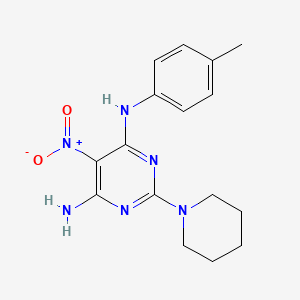 molecular formula C16H20N6O2 B11256732 N-(4-methylphenyl)-5-nitro-2-(piperidin-1-yl)pyrimidine-4,6-diamine 