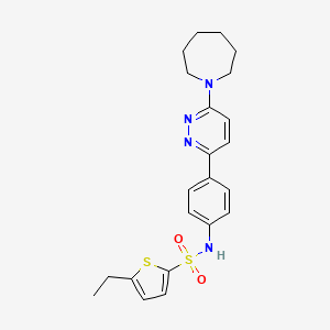 molecular formula C22H26N4O2S2 B11256763 N-{4-[6-(Azepan-1-YL)pyridazin-3-YL]phenyl}-5-ethylthiophene-2-sulfonamide 