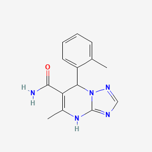 molecular formula C14H15N5O B11256788 5-Methyl-7-(2-methylphenyl)-4,7-dihydro[1,2,4]triazolo[1,5-a]pyrimidine-6-carboxamide 