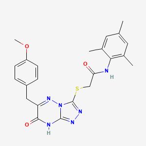 2-{[7-hydroxy-6-(4-methoxybenzyl)[1,2,4]triazolo[4,3-b][1,2,4]triazin-3-yl]sulfanyl}-N-(2,4,6-trimethylphenyl)acetamide