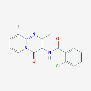 molecular formula C17H14ClN3O2 B11256831 2-Chloro-N-{2,9-dimethyl-4-oxo-4H-pyrido[1,2-A]pyrimidin-3-YL}benzamide 