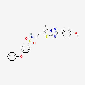 molecular formula C26H24N4O4S2 B11256844 N-(2-(2-(4-methoxyphenyl)-6-methylthiazolo[3,2-b][1,2,4]triazol-5-yl)ethyl)-4-phenoxybenzenesulfonamide 