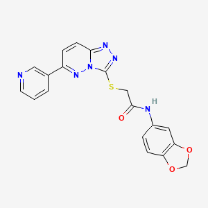 molecular formula C19H14N6O3S B11256860 N-(benzo[d][1,3]dioxol-5-yl)-2-((6-(pyridin-3-yl)-[1,2,4]triazolo[4,3-b]pyridazin-3-yl)thio)acetamide 