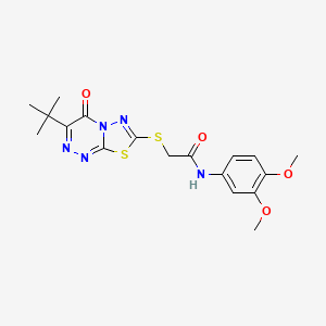 molecular formula C18H21N5O4S2 B11256867 2-({3-Tert-butyl-4-oxo-4H-[1,3,4]thiadiazolo[2,3-C][1,2,4]triazin-7-YL}sulfanyl)-N-(3,4-dimethoxyphenyl)acetamide 