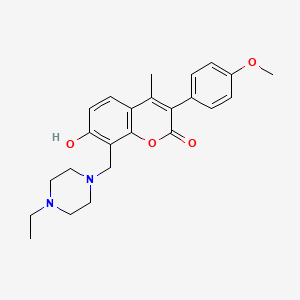 molecular formula C24H28N2O4 B11256874 8-[(4-ethylpiperazin-1-yl)methyl]-7-hydroxy-3-(4-methoxyphenyl)-4-methyl-2H-chromen-2-one 