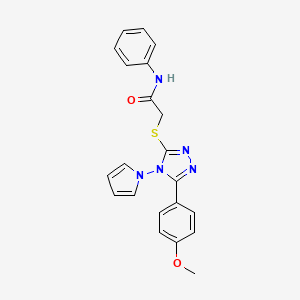 molecular formula C21H19N5O2S B11256939 2-{[5-(4-methoxyphenyl)-4-(1H-pyrrol-1-yl)-4H-1,2,4-triazol-3-yl]sulfanyl}-N-phenylacetamide 