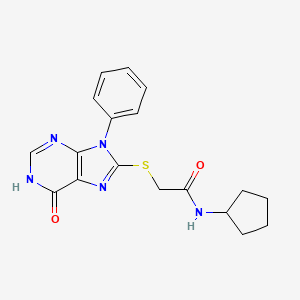 N-cyclopentyl-2-[(6-oxo-9-phenyl-6,9-dihydro-1H-purin-8-yl)sulfanyl]acetamide