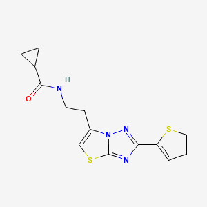 N-(2-(2-(thiophen-2-yl)thiazolo[3,2-b][1,2,4]triazol-6-yl)ethyl)cyclopropanecarboxamide