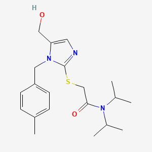 molecular formula C20H29N3O2S B11257023 2-[[5-(Hydroxymethyl)-1-[(4-methylphenyl)methyl]-1H-imidazol-2-yl]thio]-N,N-bis(1-methylethyl)acetamide CAS No. 904817-68-1