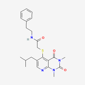 molecular formula C23H28N4O3S B11257040 2-((6-isobutyl-1,3-dimethyl-2,4-dioxo-1,2,3,4-tetrahydropyrido[2,3-d]pyrimidin-5-yl)thio)-N-phenethylacetamide 