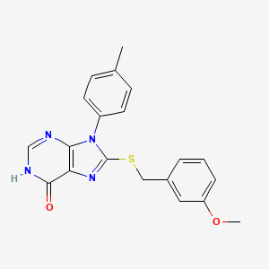 molecular formula C20H18N4O2S B11257064 8-[(3-methoxybenzyl)sulfanyl]-9-(4-methylphenyl)-1,9-dihydro-6H-purin-6-one 