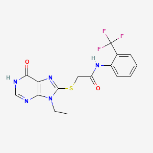 2-[(9-ethyl-6-oxo-6,9-dihydro-1H-purin-8-yl)sulfanyl]-N-[2-(trifluoromethyl)phenyl]acetamide