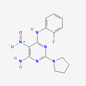 N-(2-fluorophenyl)-5-nitro-2-(pyrrolidin-1-yl)pyrimidine-4,6-diamine