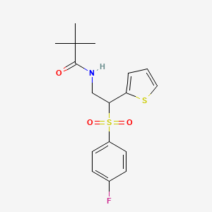 N-(2-((4-fluorophenyl)sulfonyl)-2-(thiophen-2-yl)ethyl)pivalamide