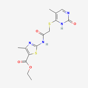 Ethyl 4-methyl-2-(2-((5-methyl-2-oxo-1,2-dihydropyrimidin-4-yl)thio)acetamido)thiazole-5-carboxylate